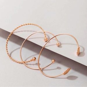 3 piece Rose Gold Minimalist Cuff Bracelet